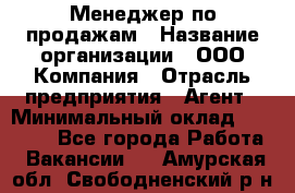 Менеджер по продажам › Название организации ­ ООО Компания › Отрасль предприятия ­ Агент › Минимальный оклад ­ 30 000 - Все города Работа » Вакансии   . Амурская обл.,Свободненский р-н